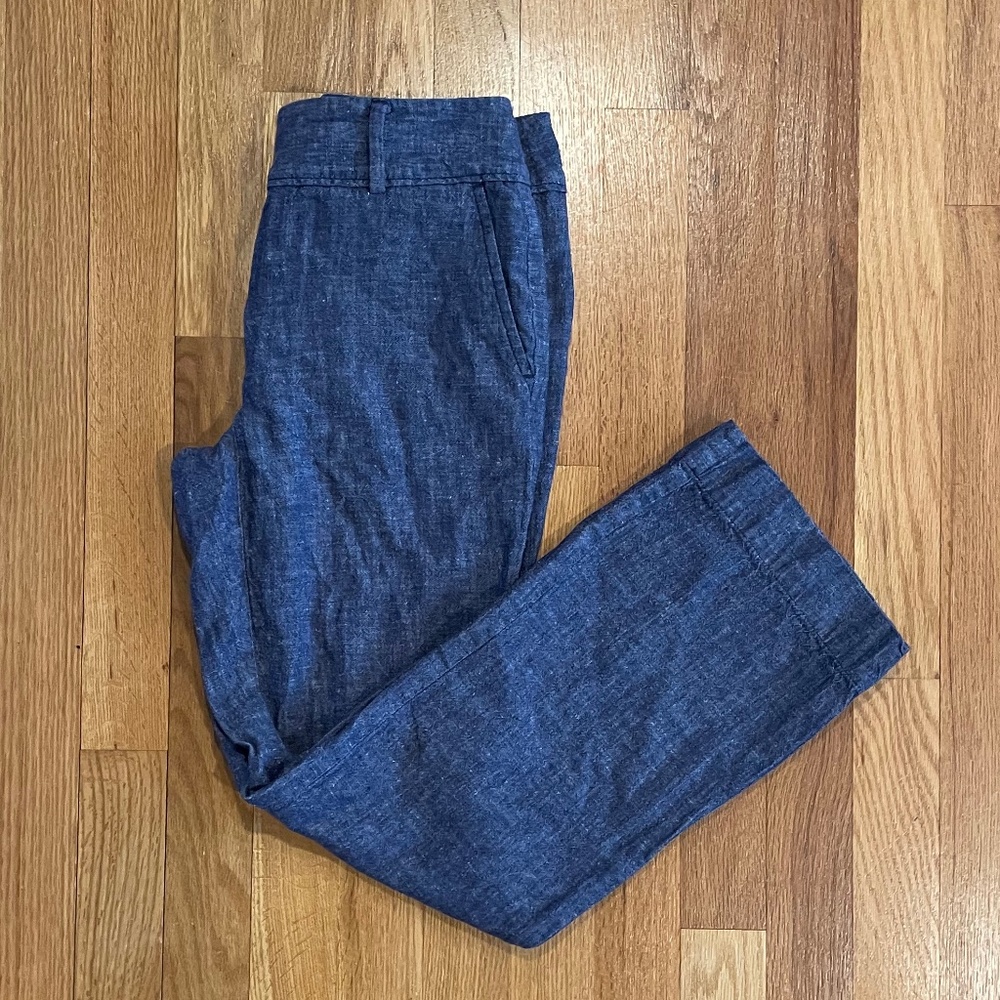 LOFT Modern Navy Linen Blend Pants